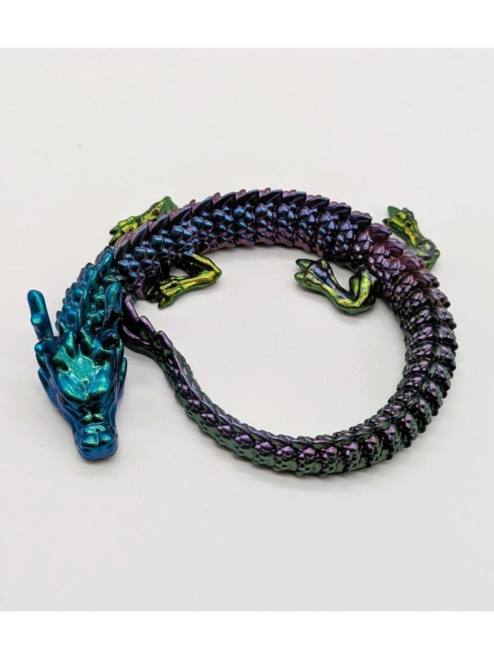 Rainbow Iridescent Resin Dragon Figurine 5 Inch Decor
